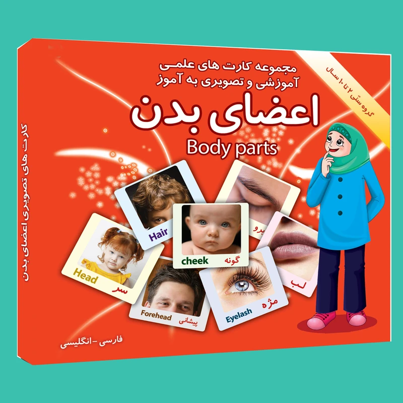 فلش کارت علمی آموزشی و تصویری به آموز آشنایی با اعضای بدن انتشارات امین آذر