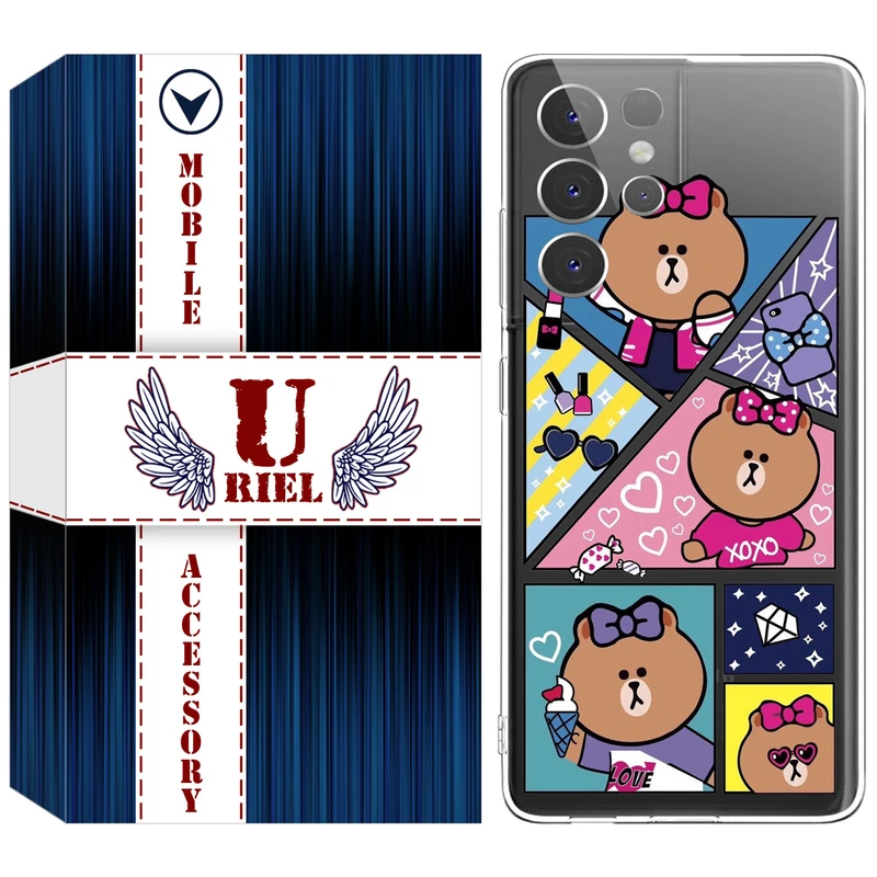 کاور یوریل مدل Clear کد 13 طرح Brown مناسب برای گوشی موبایل سامسونگ Galaxy S21 Ultra