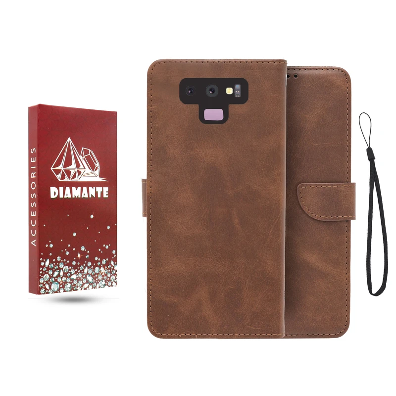 کیف کلاسوری دیامانته مدل بنددار مناسب برای گوشی موبایل سامسونگ Galaxy Note 9 به همراه بند آویز