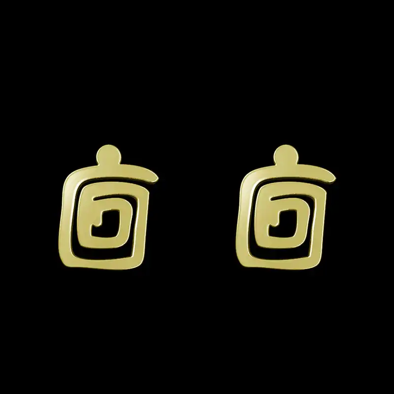 گوشواره طلا 18 عیار زنانه مدوپد مدل هندسی کد GA1-16084