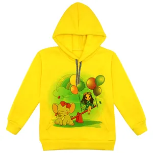 هودی دخترانه مدل فیل وبادکنک F185 رنگ زرد