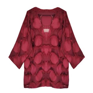 مانتو زنانه مدل ریش ریش رنگ زرشکی