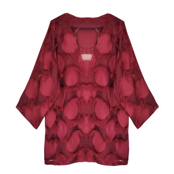 مانتو زنانه مدل ریش ریش رنگ زرشکی