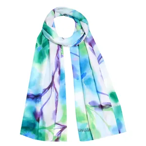 شال زنانه مدل نخ پنبه پاییزی طرح گل آبرنگی کد 1-1464