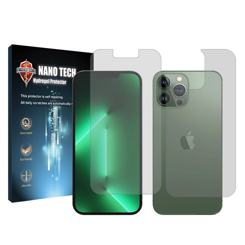 محافظ صفحه نمایش شفاف نانو تک مناسب برای گوشی موبایل اپل iPhone 13 Pro Max به همراه محافظ پشت گوشی