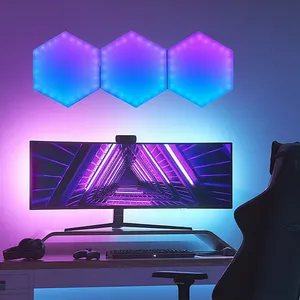 پنل دیواری طرح چراغ خواب شش ضلعی مدل N1 مجموعه 3 عددی