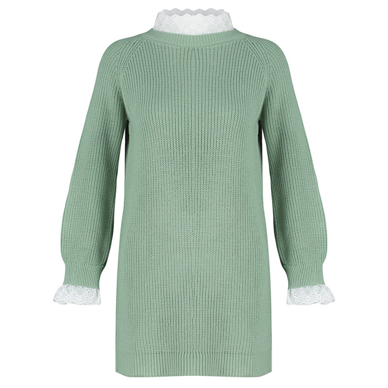 پلیور یقه ایستاده زنانه مدل 670700943 طرح ترندیول