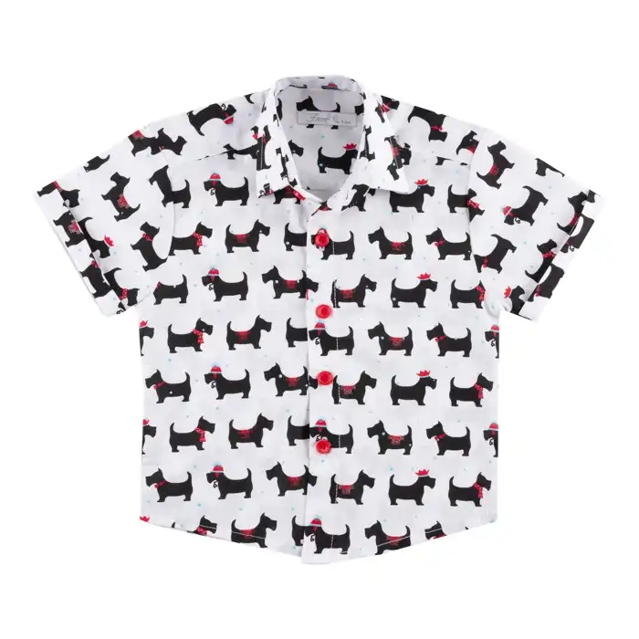 ست پیراهن و شلوارک نوزادی فیورلا مدل سگ خوشحال 23044