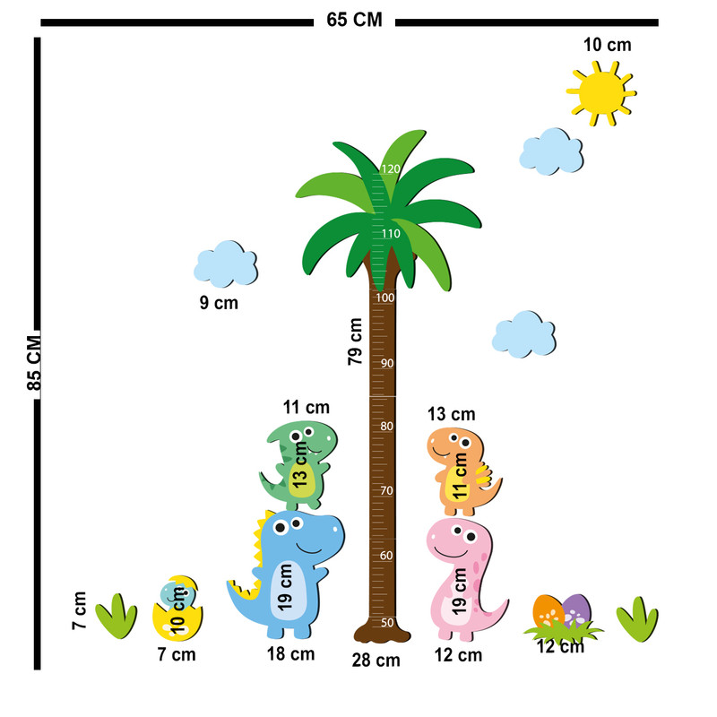 استیکر اندازه گیری کودک باروچین مدل خانواده دایناسورها کد 1291