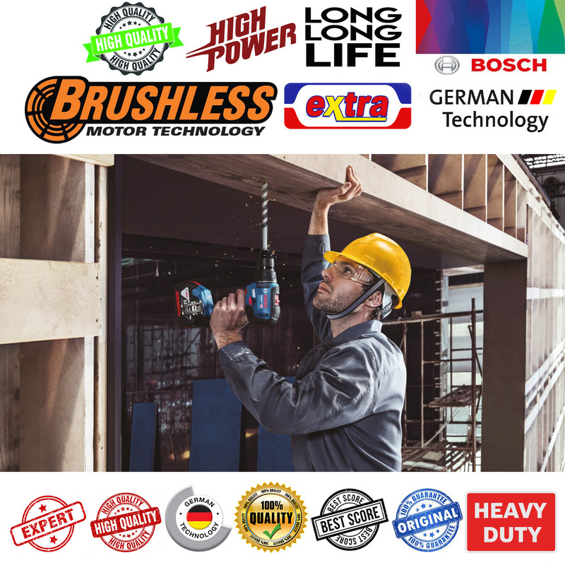 پیچ گوشتی شارژی چکشی شارژِی بوش مدل GSB18 V-50 Professional مجموعه 17 عددی