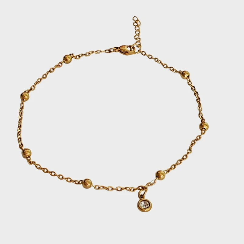 پابند زنانه مدل نگینی توپ توپی