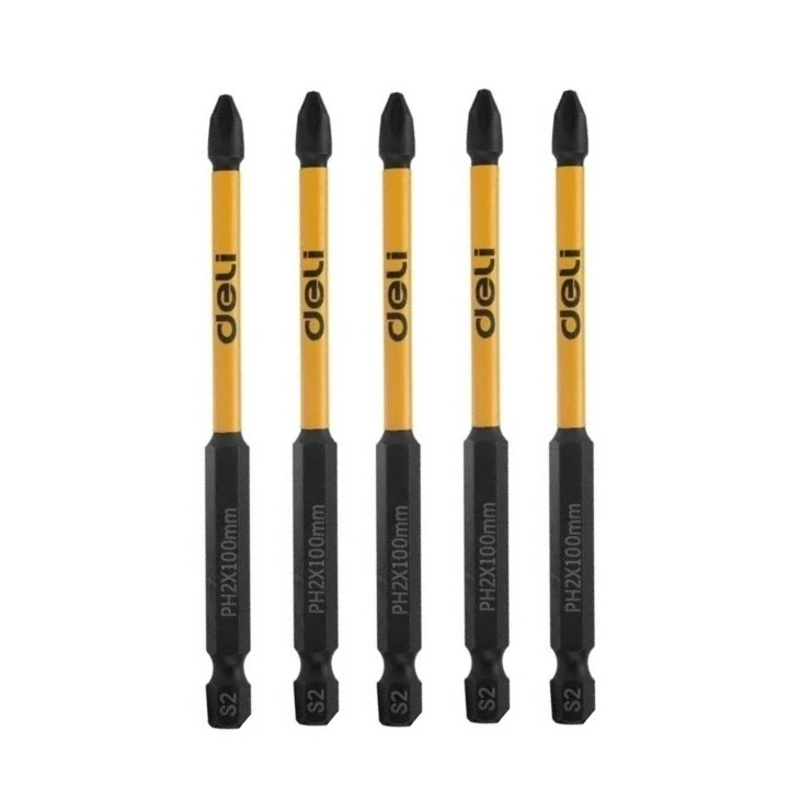 سری پیچ گوشتی چهار سو دلی مدل DL251100 سایز PH2x100 میلی متر بسته 5 عددی