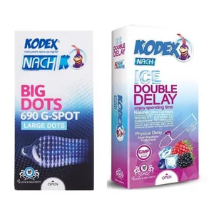 کاندوم خاردار ناچ کدکس مدل بیگ دات بسته 10 عددی به همراه کاندوم تاخیری ناچ کدکس مدل آیس دبل دیلی بسته 10 عددی