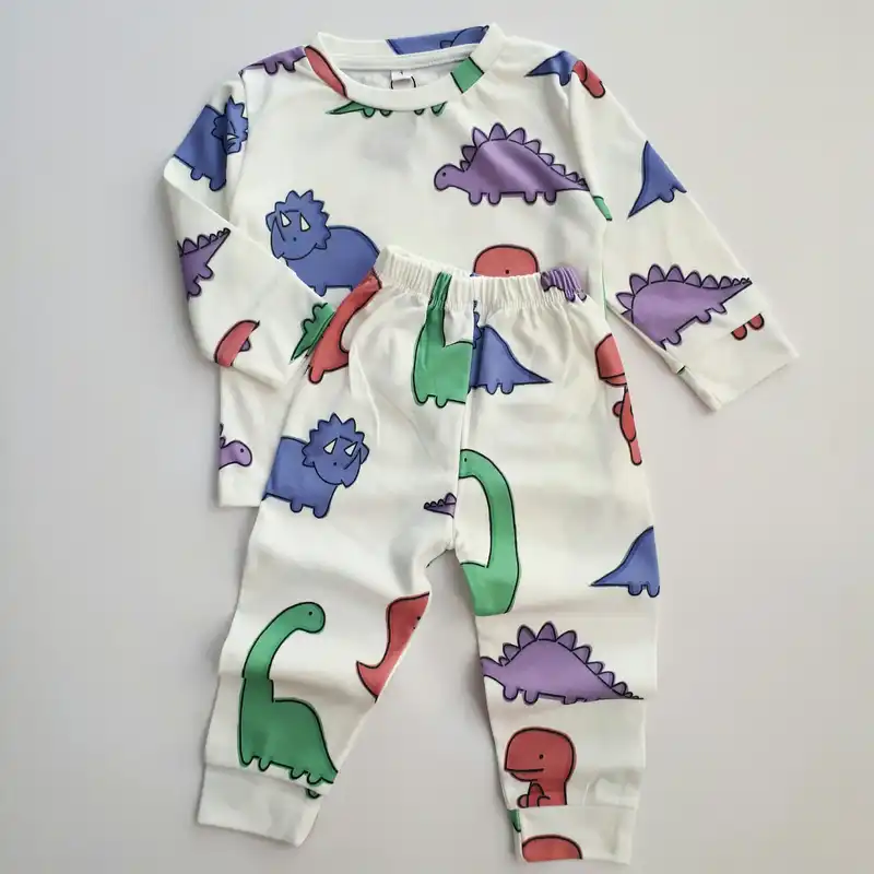 ست تیشرت آستین بلند و شلوار بچگانه مدل دایناسور