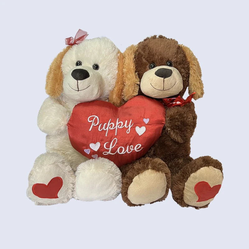 عروسک طرح سگ پاپی مدل Puppy Love Twin Dogs کد SZ11/815 ارتفاع 60 سانتی‌ متر