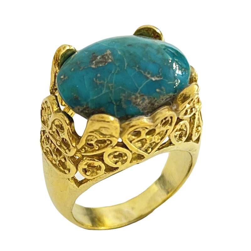 انگشتر نقره زنانه مدل گوارسه فیروزه نیشابوری انگشتر نقره زنانه مدل گوارسه فیروزه نیشابوری