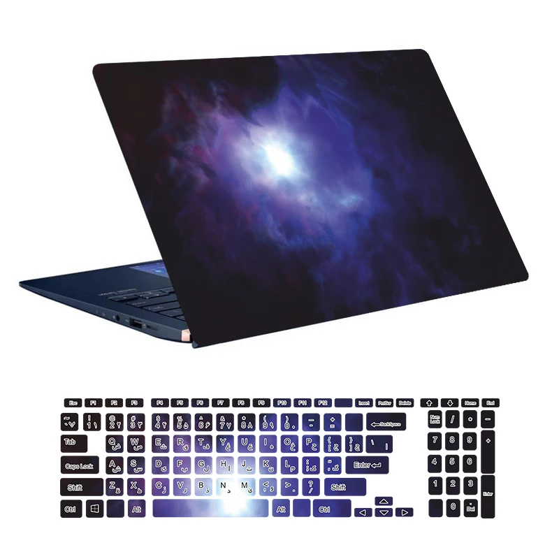استیکر لپ تاپ توییجین و موییجین طرح Space کد 53 مناسب برای لپ تاپ 15.6 اینچ به همراه برچسب حروف فارسی کیبورد 