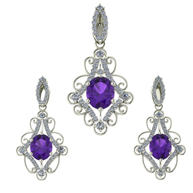 نیم ست طلا 18 عیار اونیکست مدل 9100 Amethyst