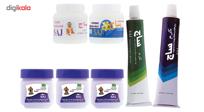کرم ترک پا و کرم مرطوب کننده و وازلین ساج مدل 2-3 مجموعه 7 عددی