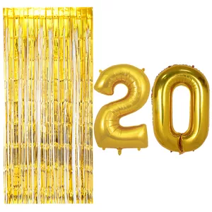 بادکنک فویلی مسترتم طرح عدد 20 به همراه پرده تزئینی بسته 3 عددی