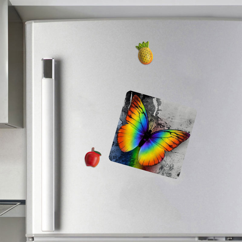 مگنت طرح پروانه رنگارنگ کد M1 به همراه زیر لیوانی