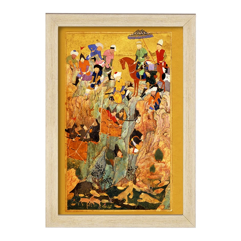 تابلو خندالو مدل نقاشی از میان برداشتن بازمانده ارتش قبچاق ها اثر کمال‌الدین بهزاد کد F12370