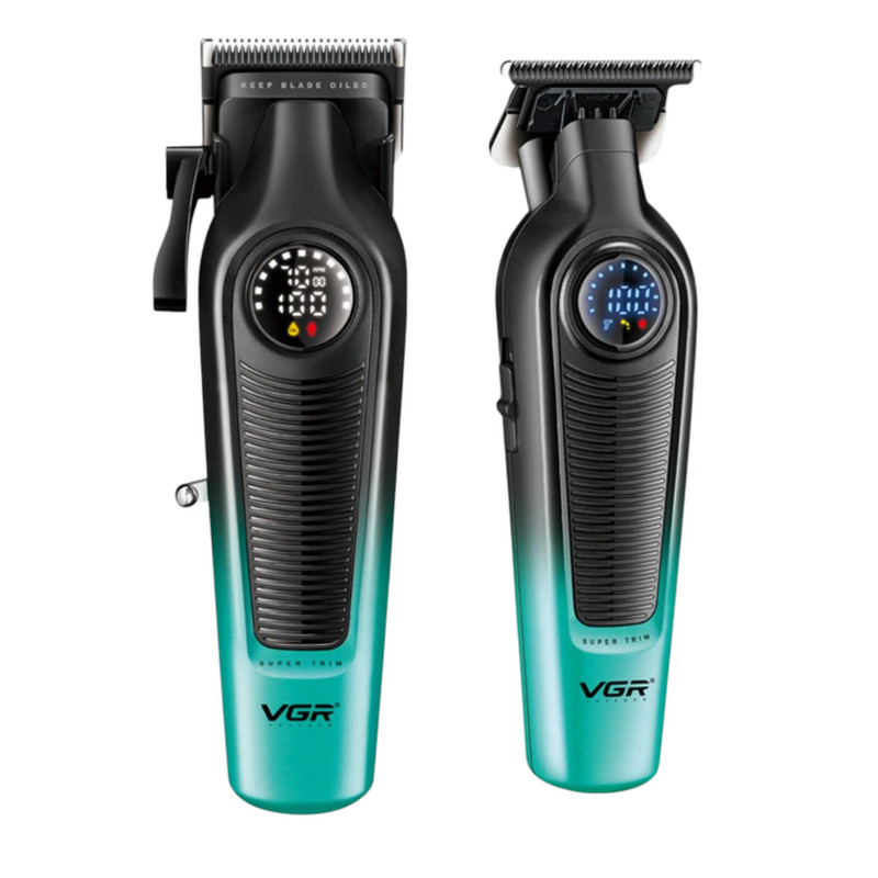 ماشین اصلاح موی سر و صورت شارژی وی جی ار مدل V-196 & 996 مجموعه 2 عددی