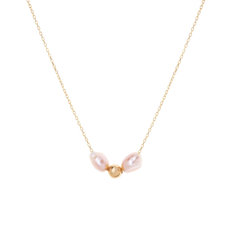 گردنبند طلا 18 عیار زنانه گالری شیدا مجد مدل گوی و 2 باروک