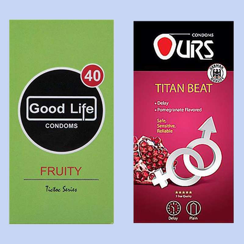 کاندوم گودلایف مدل Fruity بسته 12 عددی به همراه کاندوم اورز مدل Titan بسته 12 عددی