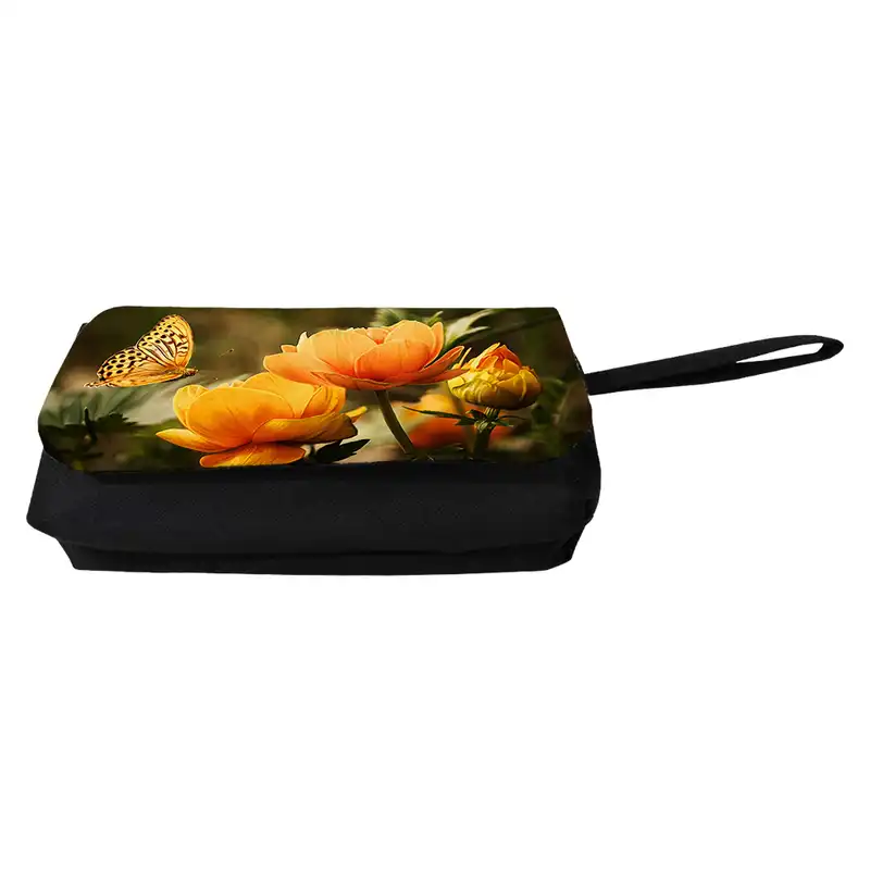 جامدادی مدل دوزیپ طرح گل و پروانه کد NI1276