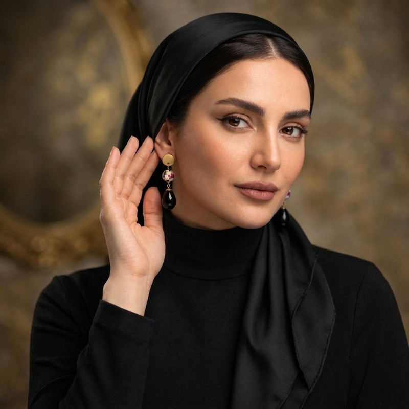گوشواره دست ساز زنانه مدل شکوفه شب