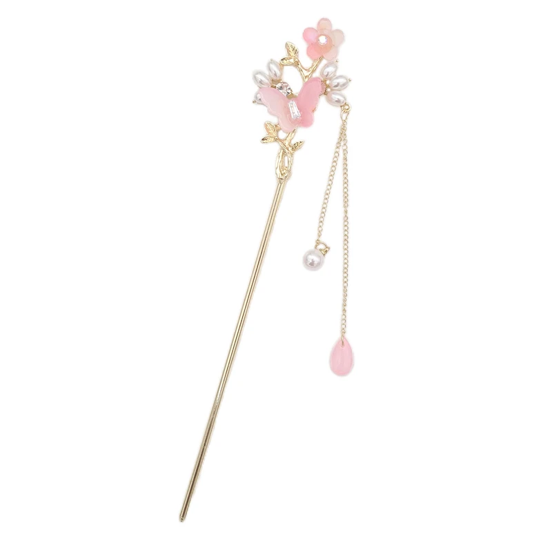 گیره مو زنانه مدل کانزاشی پروانه و گل آویزدار کد brg 1056