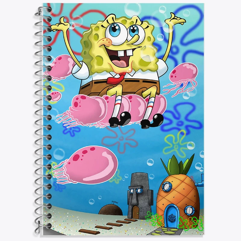 دفتر زبان 50 برگ خندالو مدل سه خط طرح باب اسفنجی کد F2031