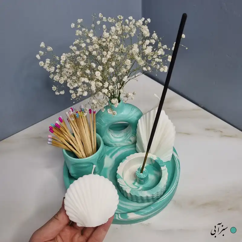 ست 6 تکه جاعودی و گلدان بتنی طرح دونات کد C07