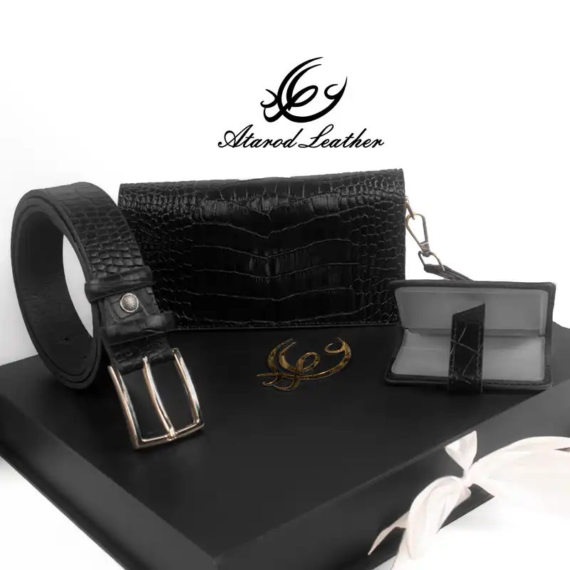 ست هدیه مردانه چرم عطارد مدل چرم طبیعی کد A53