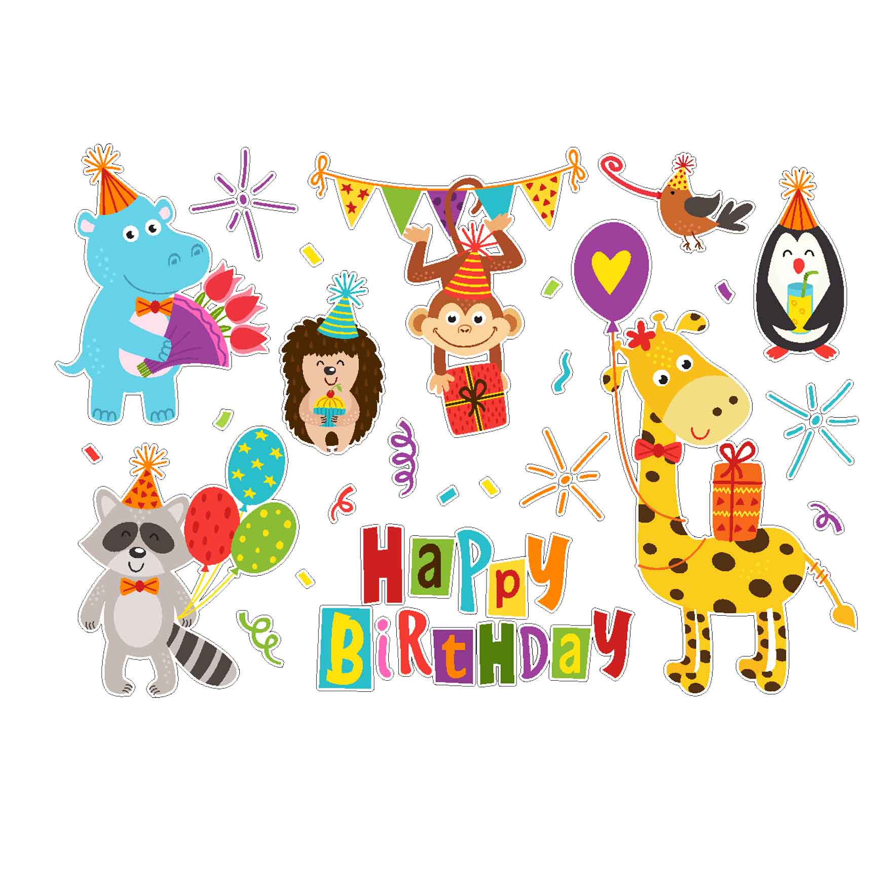 استیکر دیواری کودک مدل happy birthday