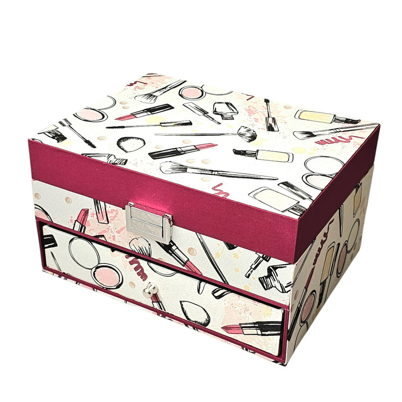 کیف لوازم آرایش زنانه مدل کشودار طرح میکاپ