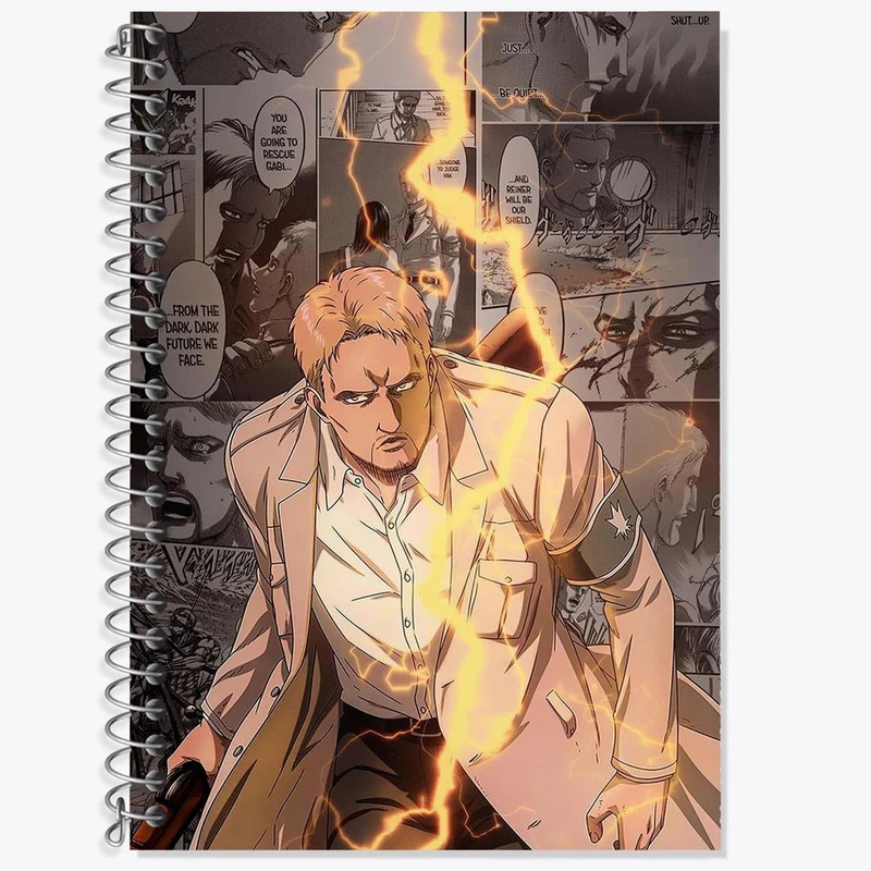 دفتر زبان 50 برگ خندالو مدل سه خط طرح راینر براون انیمه اتک آن تایتان Attack on Titan کد 11001