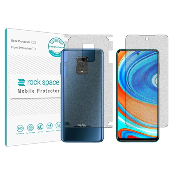 محافظ صفحه نمایش مات راک اسپیس مدل HyMTT مناسب برای گوشی موبایل شیائومی Redmi Note 9 Pro Max به همراه محافظ پشت