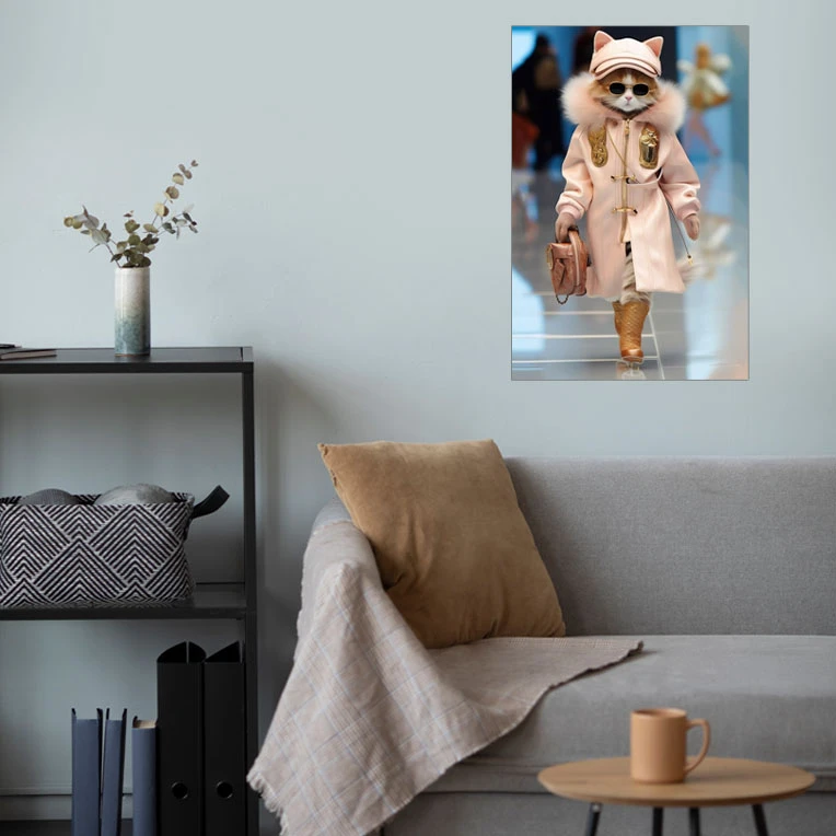 پوستر گوفی مدل گربه شیک پوش لاکچری کیوت طرح Cute Cat کد LUX65