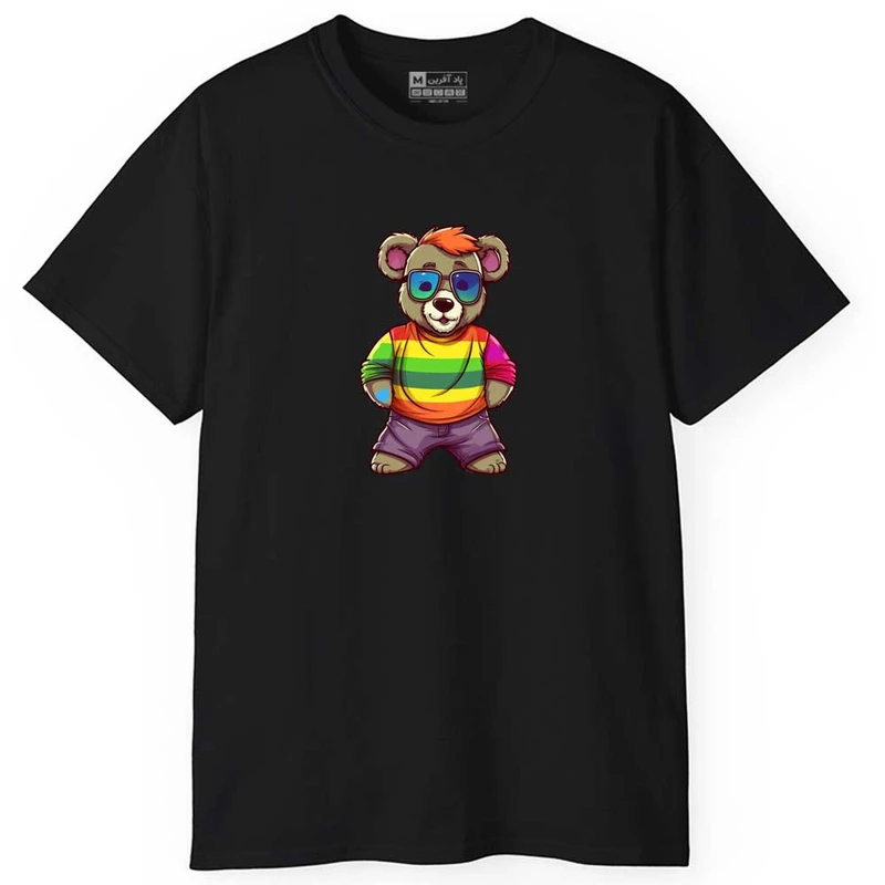 تی شرت آستین کوتاه مردانه پاد آفرین مدل خرس بامزه کد 0344
