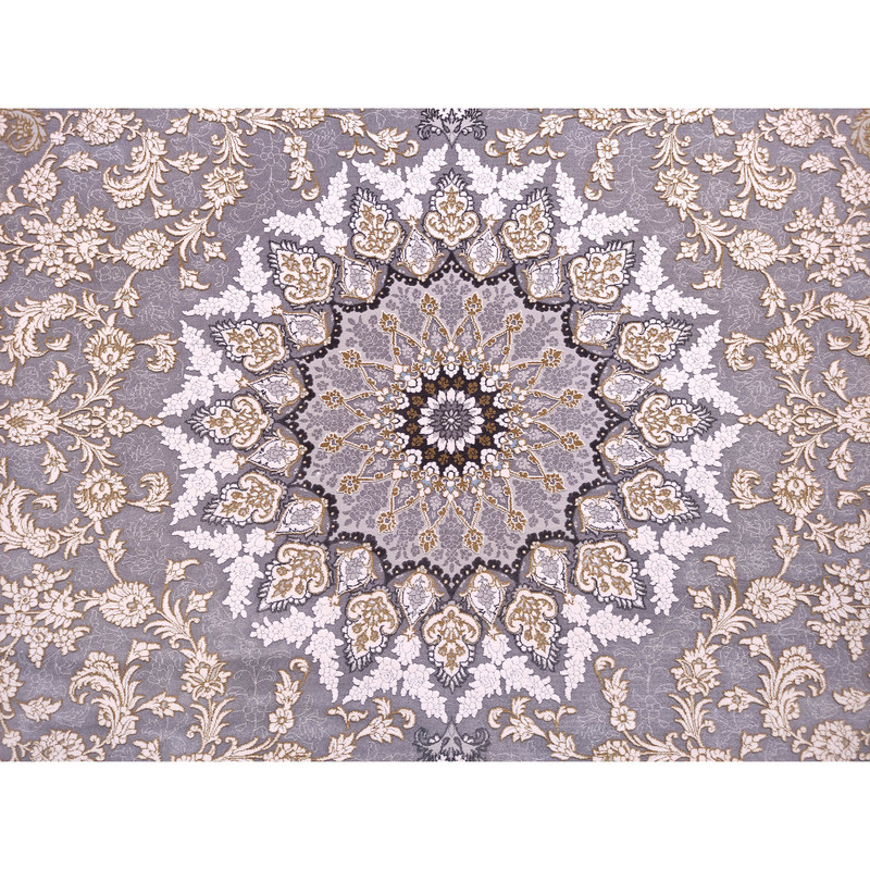 فرش ماشینی زمرد مشهد مدل پرهام زمینه دودی