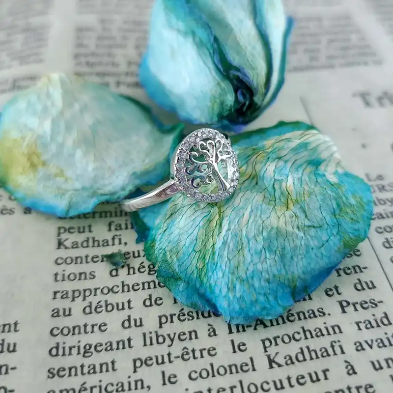 انگشتر نقره زنانه ملک زیور مدل درخت زندگی کد 20