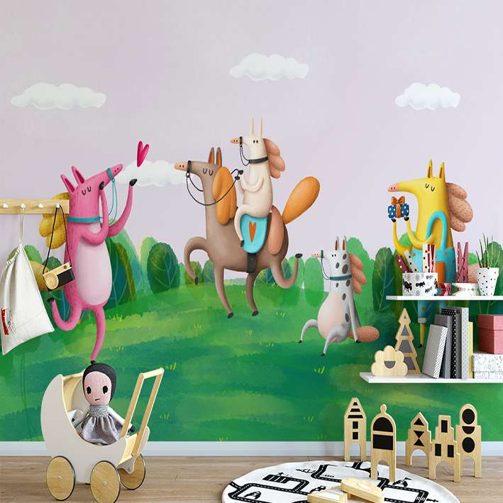 پوستر دیواری اتاق کودک مدل نقاشی حیوانات DVRF1676