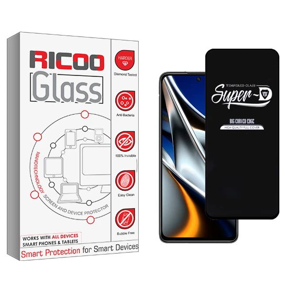 محافظ صفحه نمایش شیشه ای ریکو مدل Ricoo Glass SuperD مناسب برای گوشی موبایل شیائومی Poco X4 Pro 5G 2201116PG