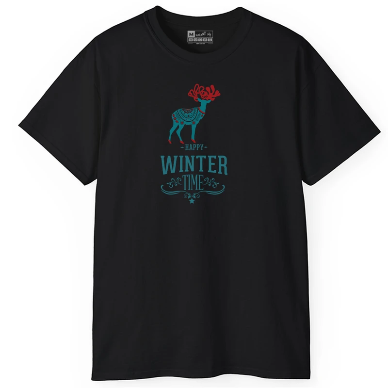 تی شرت آستین کوتاه مردانه پاد آفرین مدل کریسمس طرح زمستان کد PT011