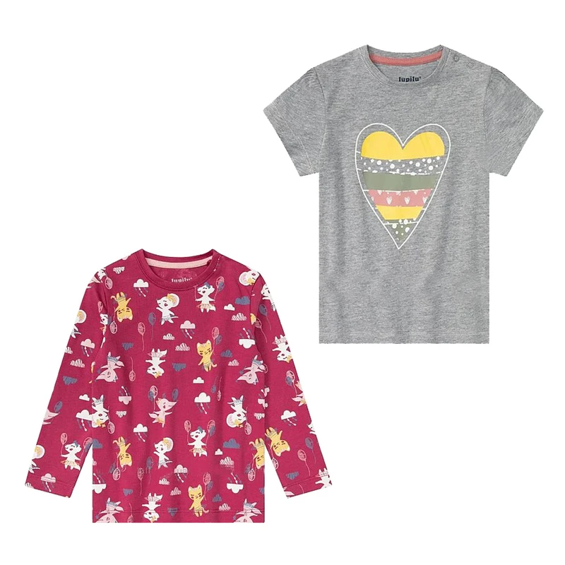تی‌شرت آستین کوتاه دخترانه لوپیلو مدل گربه کوچولو 2025 مجموعه دو عددی