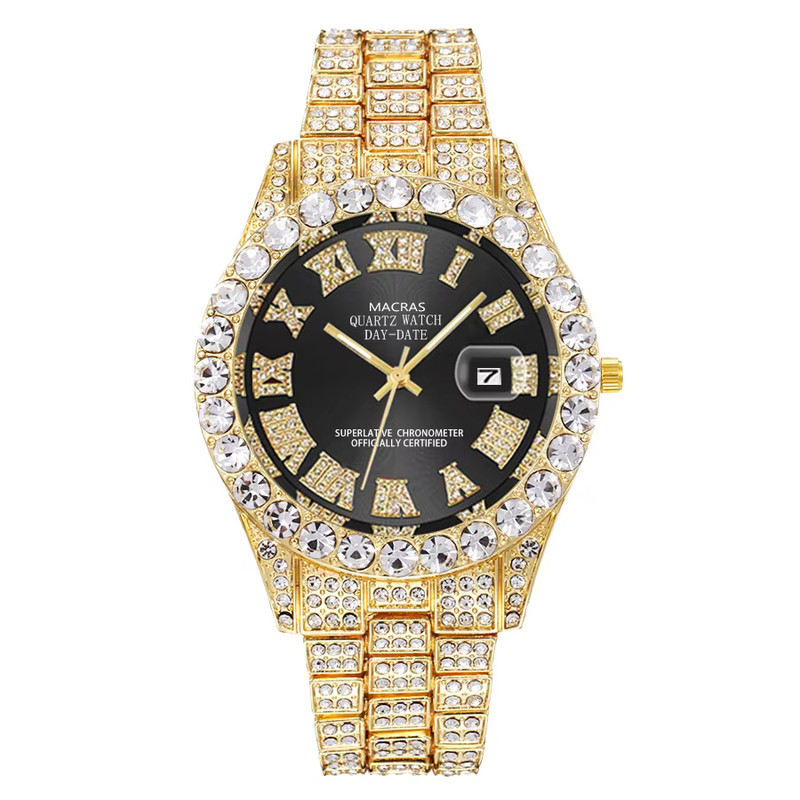 ساعت مچی عقربه‌ای مردانه کوارتز مدل فول نگین کد UNAN-TA1