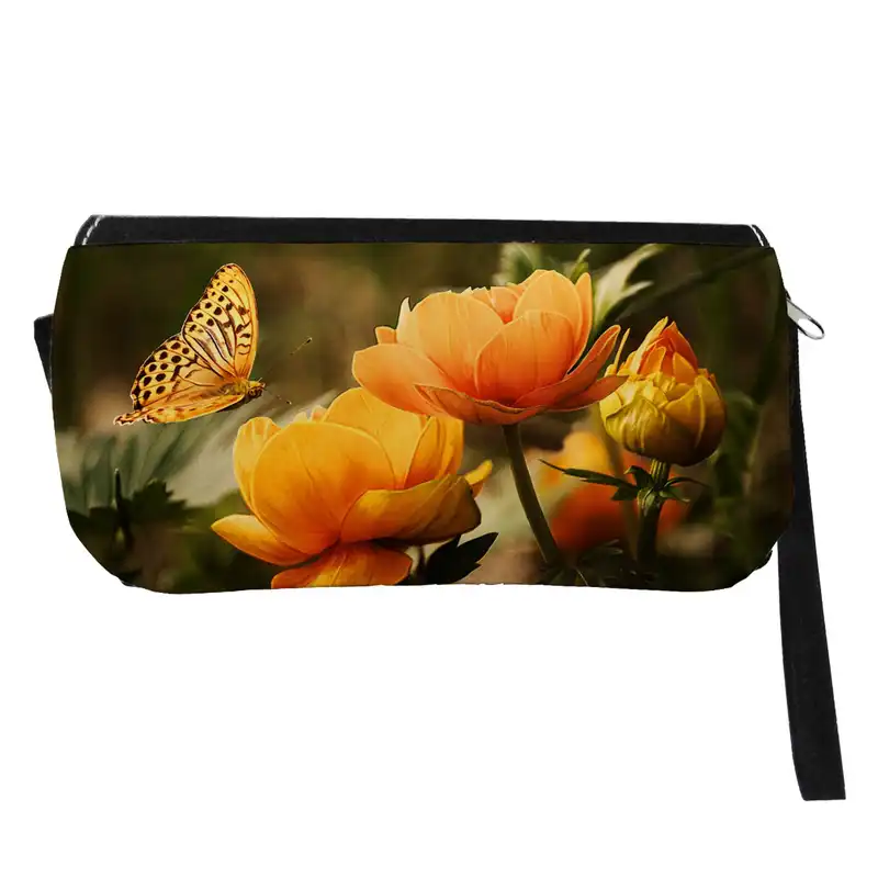 جامدادی مدل دوزیپ طرح گل و پروانه کد NI1276