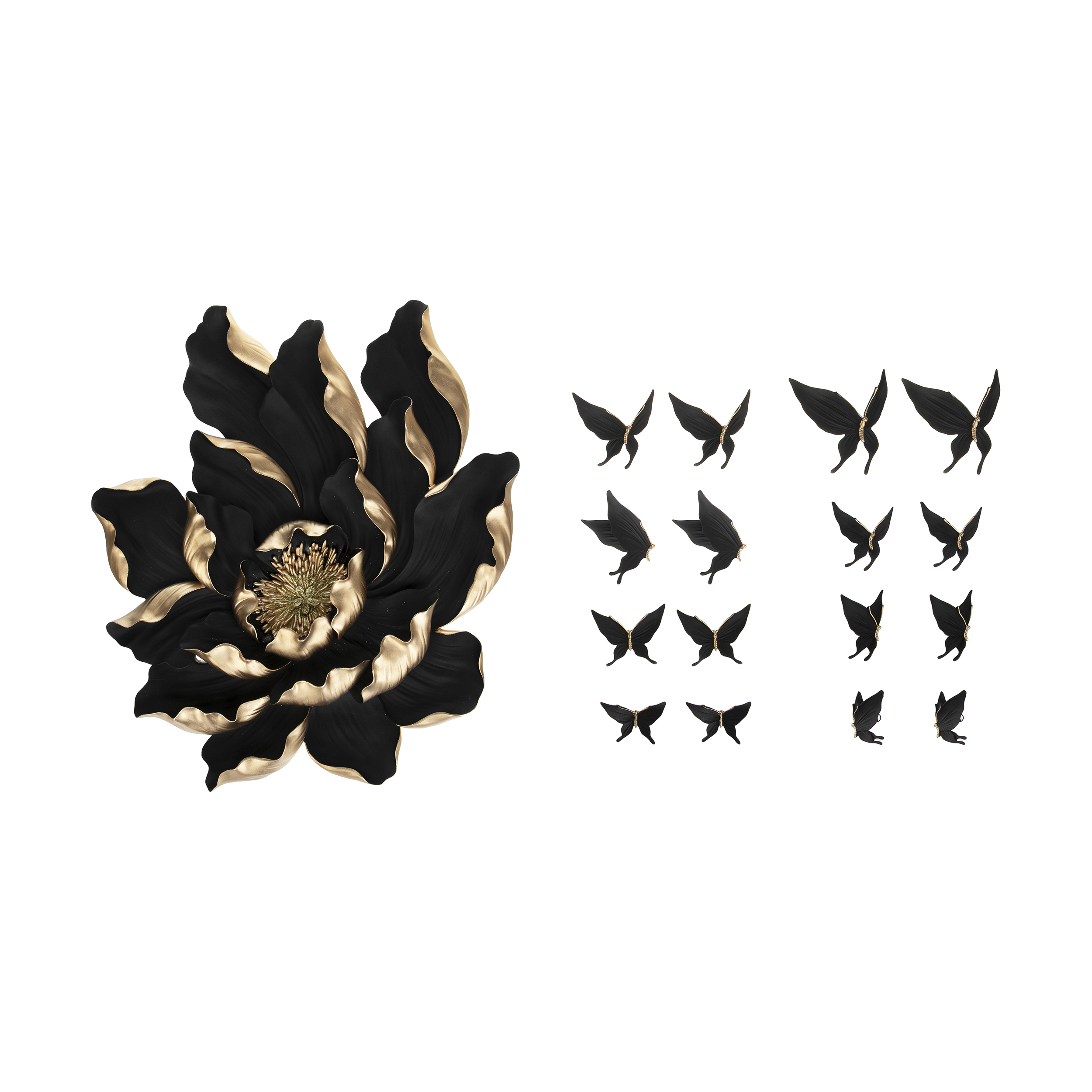 دیوارکوب مدل گل و پروانه مجموعه 17 عددی